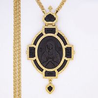 2.7.1590лп-13/1лп Панагия в позолоте с образом из эбенового дерева