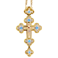 2.10.0071лп-2/1лп Крест наперсный латунный в позолоте с цепью