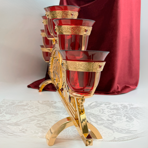 2.7.2603лп Семисвечник латунный в позолоте фото 2