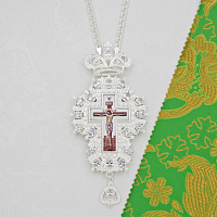 2.10.0216л-2/1л Крест наперсный латунный с белыми камнями в серебрении