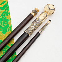 2.7.2387лпр-11 Посох латунный с красными камнями в позолоте