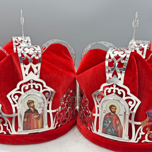 2.7.2839л-2-К Венцы венчальные латунные в серебрении - комплект фото 8 2.7.2839л-2-К Венцы венчальные латунные в серебрении - комплект фото 8