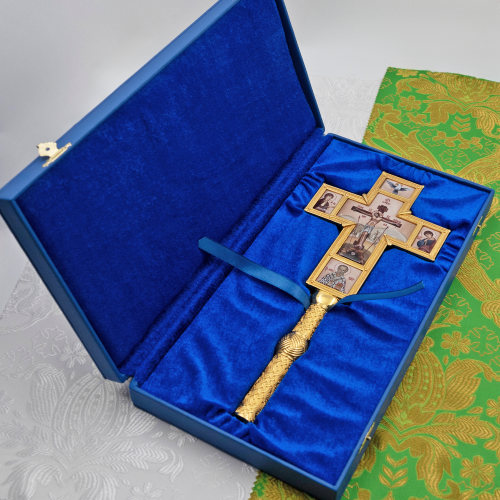 2.7.2835лп-2 Крест напрестольный латунный в позолоте фото 4