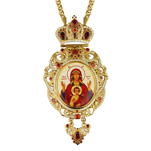 2.7.1007лп-2/1лп Панагия латунная в позолоте с цепью фото 2