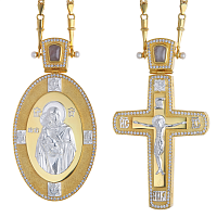 2.7.2521лнп/64лп-К Комплект архиерейский наперсный в позолоте с молочным кварцем