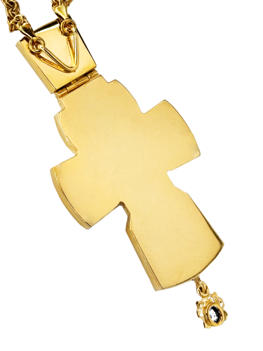 2.10.0058лп/1лп Крест наперсный латунный в позолоте с цепью фото 8