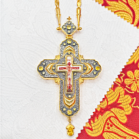 2.10.0590лпр-2/1лп Крест наперсный латунный с желтыми камнями в позолоте