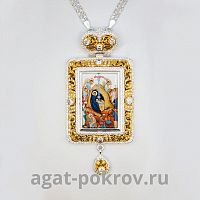 2.7.1079лф-2/1л Панагия латунная с фрагментарной позолотой и цепью