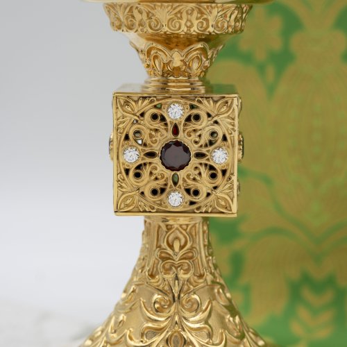 2.7.0694лп Лампада латунная в позолоте со вставками фото 4