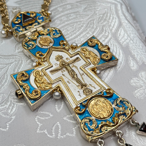 2.10.0542лнфэ/113лп Крест наперсный с жемчугом фото 4