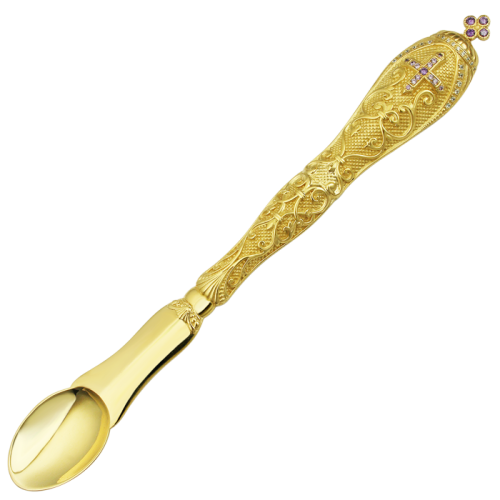 2.7.0698лп Лжица латунная в позолоте со вставками 2.7.0698лп Лжица латунная в позолоте со вставками