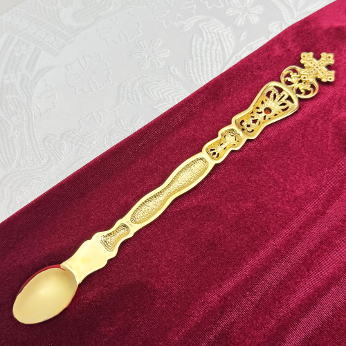 2.7.0426лп Лжица латунная в позолоте со вставками фото 5