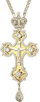 2.10.0198лф/1л Крест латунный с фрагментальной позолотой, литьевым распятием и цепью арт.2.7.0201л