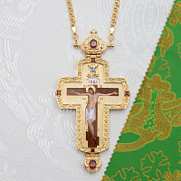 2.10.0438лп-2/1лп Крест латунный с красными камнями в позолоте