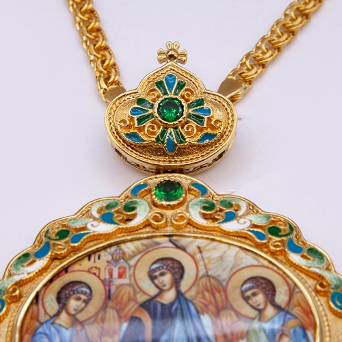 2.7.1481лпэ-2/1лп Панагия в позолоте с эмалью фото 3
