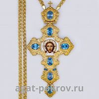 2.10.0387лп-2/1лп Крест латунный в позолоте с деколем и цепью