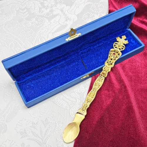 2.7.0426лп Лжица латунная в позолоте со вставками фото 7