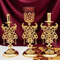 2.7.2871лп-К Набор напрестольный - лампада и подсвечники в позолоте