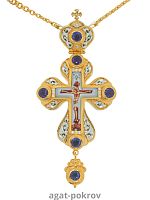 2.10.0312лп-2/1лп Крест латунный с фиолетовыми камнями в позолоте