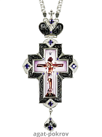 2.10.0342лр-2/1л Крест наперсный латунный с фиолетовыми камнями в серебрении