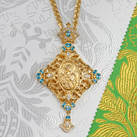 2.7.0845лф/1лп Панагия латунная с голубыми камнями в позолоте