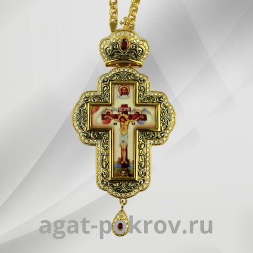 2.10.0341лп-2/1лп Крест латунный в позолоте с цепью