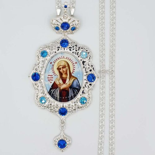 2.7.0702л-2/1л Панагия латунная со вставками и цепью 2.7.0702л-2/1л Панагия латунная со вставками и цепью