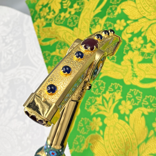 2.7.2182лнпчэ Посох латунный в позолоте с натуральными камнями фото 7