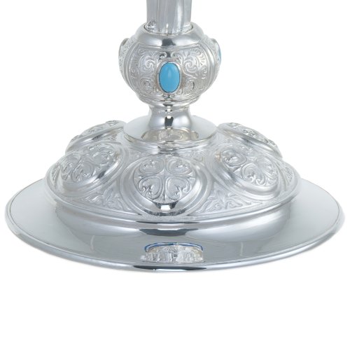 2.7.1718л Лампада напрестольная латунная в серебрении фото 2