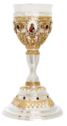 2.7.0396клф-18 Потир комбинированный на 1 л с фрагментарной позолотой