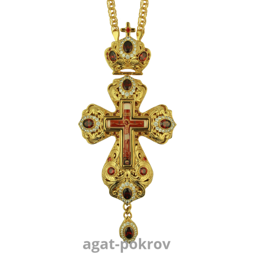 2.10.0156лп-2/1лп Крест латунный в позолоте с цепью