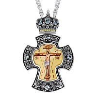 2.10.0101л-2/1л Крест наперсный латунный со вставками и цепью