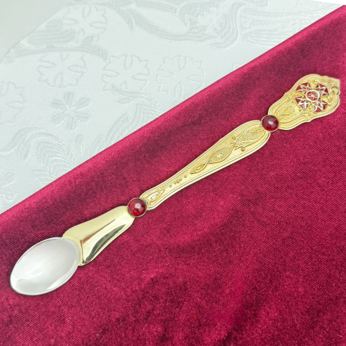 2.7.0176клп Лжица латунная комбинированная в позолоте со вставками 2.7.0176клп Лжица латунная комбинированная в позолоте со вставками