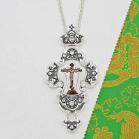 2.10.0329лр-2/1л Крест наперсный латунный с белыми камнями в серебрении