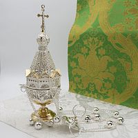 2.7.1097лф Кадило латунное с фрагментальной позолотой