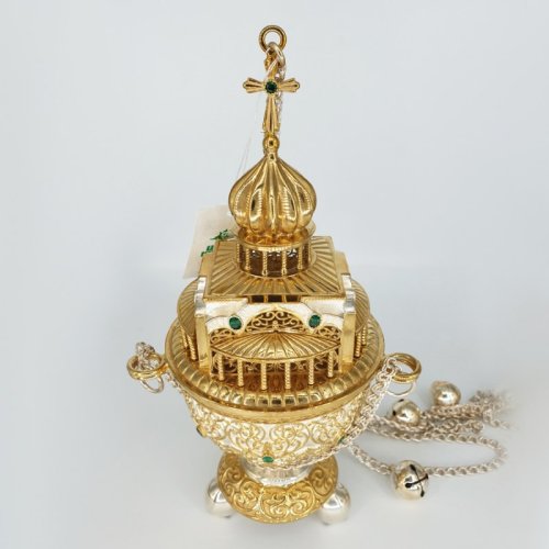 2.7.1168лф Кадило латунное с фрагментальной позолотой 2.7.1168лф Кадило латунное с фрагментальной позолотой