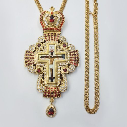 2.10.0327лп-2/1лп Крест латунный в позолоте с цепью фото 5