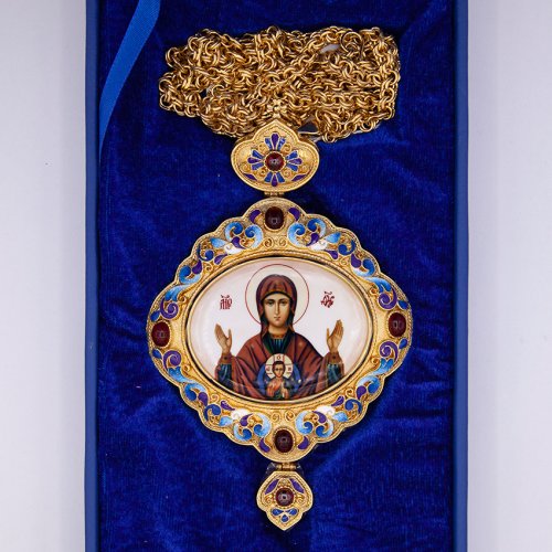 2.7.1481лпэ-2/1лп Панагия латунная с эмалью фото 3 2.7.1481лпэ-2/1лп Панагия латунная с эмалью фото 3