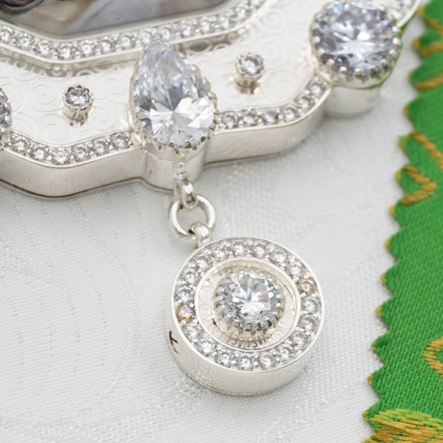 2.7.2163л-2/41л Панагия архиерейская латунная в серебрении фото 3