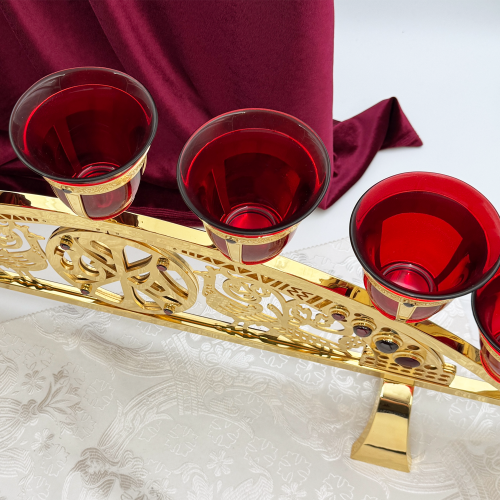 2.7.2603лп Семисвечник латунный в позолоте фото 3