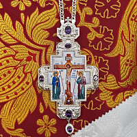 2.10.0321л-2/1л Крест наперсный латунный с фиолетовыми камнями в серебрении