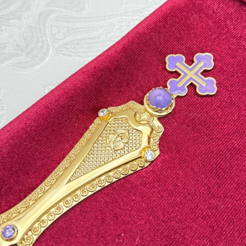 2.7.0024лп Лжица латунная в позолоте со вставками фото 5