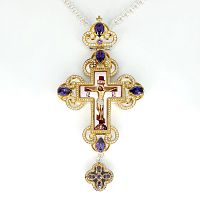 2.10.0290лф-2/1л Крест латунный с фрагментальной позолотой и цепью