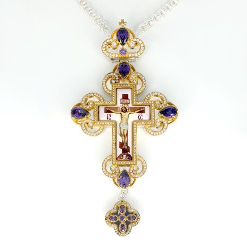 2.10.0290лф-2/1л Крест латунный с фрагментальной позолотой и цепью