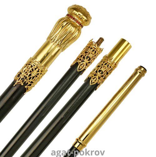 2.7.0739лп Посох латунный в позолоте со вставками 2.7.0739лп Посох латунный в позолоте со вставками
