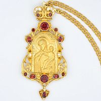 2.7.0767лп/1лп Панагия латунная в позолоте с литьевым образом, вставками и с цепью 2.7.0273лп
