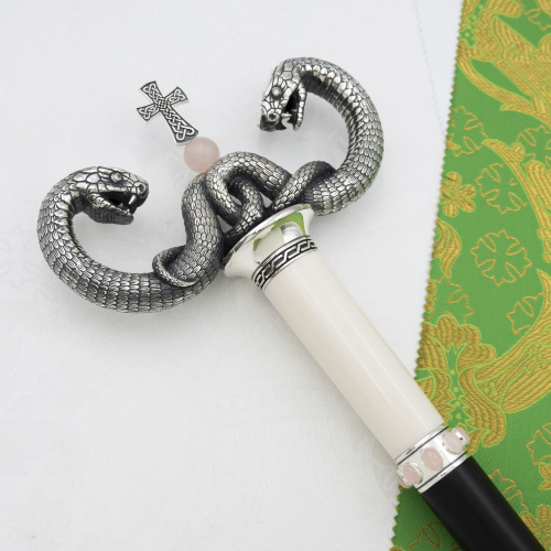 2.7.2443лнрч Жезл латунный в серебрении с натуральными камнями фото 7