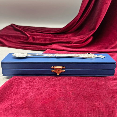 2.7.0783л Лжица латунная в серебрении со вставками фото 3