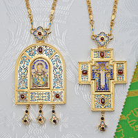 2.7.2185лпэ/1лп-К Архиерейский наперсный комплект с эмалью в позолоте