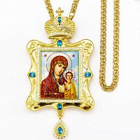 2.7.0748лп-2/1лп Панагия латунная в позолоте со вставками и цепью